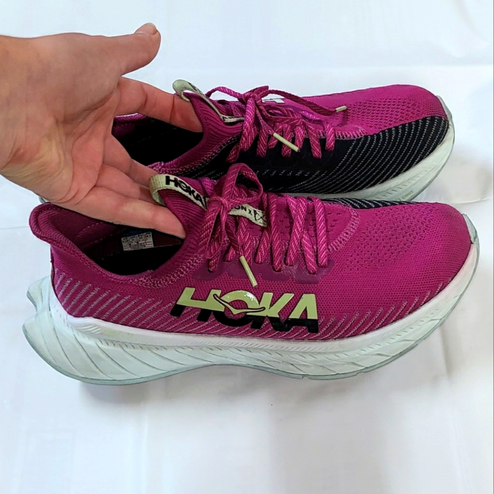 Hoka One Carbon X3 Pink Running Sneakers Tennis Shoes Women 9.5 B